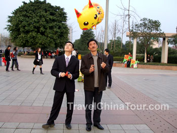 Chinese new year celebration flying kite
