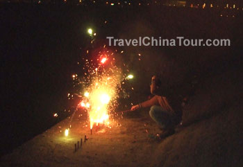 Celebrating chinese new year with fireworks