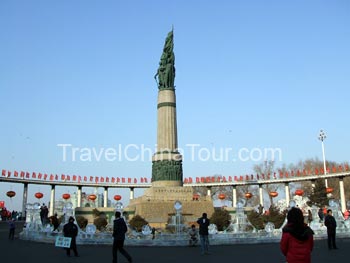 Harbin flood control statue in stalin park.